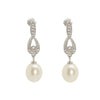 Lido Pearls White Freshwater Pearl Silver CZ Drop Earrings C53E