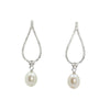Lido Pearls White Freshwater Pearl Silver CZ Drop Earrings C61E | H&H