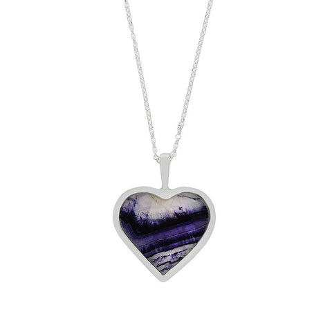 Derbyshire Blue John Heart Pendant And Chain