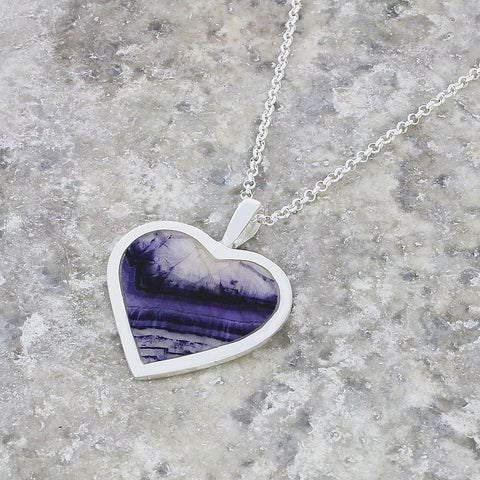 Derbyshire Blue John Heart Pendant And Chain