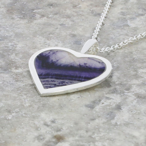 Derbyshire Blue John Heart Pendant And Chain