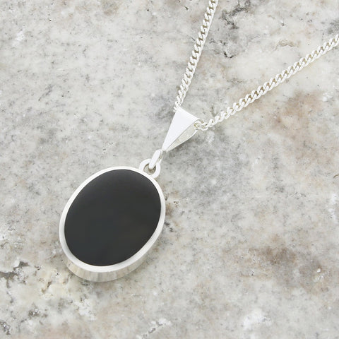 Derbyshire Blue John Oval Shape Reversible Pendant And Chain