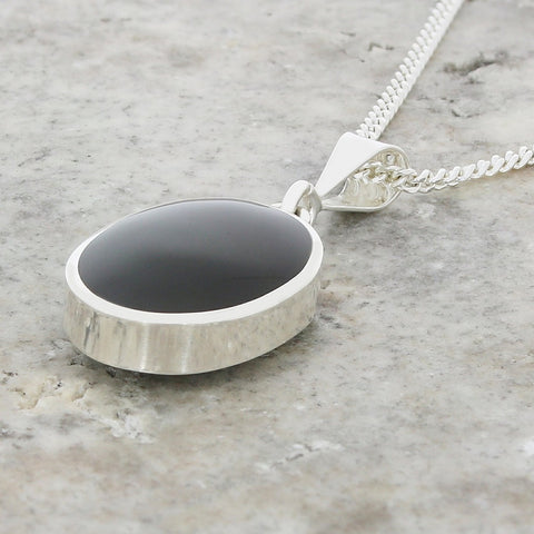 Derbyshire Blue John Oval Shape Reversible Pendant And Chain
