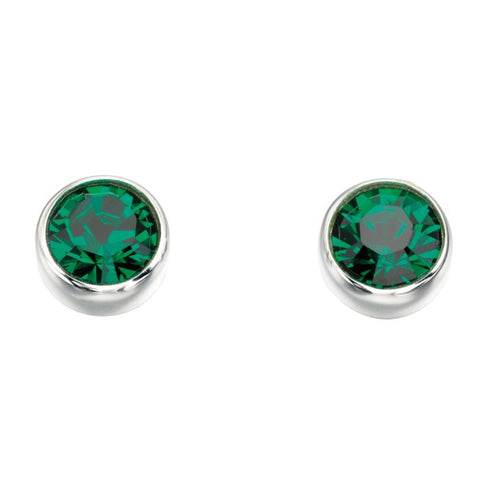 Sterling Silver May Birthstone Stud Earrings E4926G