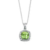 Elements 9ct White Gold Cushion Cut Peridot and Diamond Halo Pendant GP708G