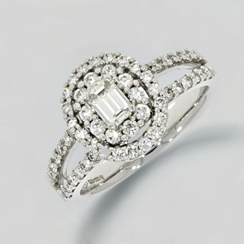 18ct White Gold 1.05ct Diamond Cluster Ring | H&H