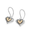 Linda MacDonald Sterling Silver and 9ct Gold Heart Drop Earrings Lucky Penny Collection DPHH