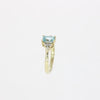 9ct Yellow Gold Emerald Cut Blue Topaz and Diamond Dress Ring | H&H 