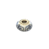 Genuine Pandora 14ct Gold Round Grey Murano Glass Charm CH1332 | H&H
