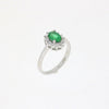18ct White Gold 0.71ct Emerald & 0.26 Diamond Cluster Ring RA730 | H&H