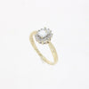 9ct Yellow Gold Aquamarine and 0.15cts Diamond Cluster Ring | H&H