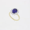 9ct Gold Lab Grown 3.05ct Sapphire and 0.83cts Diamond Cluster Ring | H&H