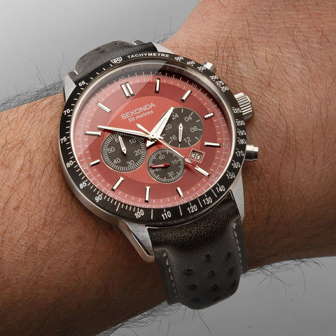 Sekonda Velocity Sports Chronograph Men's Watch Red Dial 1938