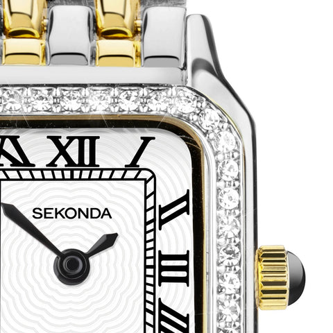 Sekonda Monica Crystal Bezel Ladies Watch Two Tone Bracelet 40640 | H&H