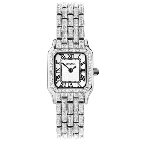 Sekonda Monica Ladies Watch Silver Full Stone Set Bracelet 40660 | H&H